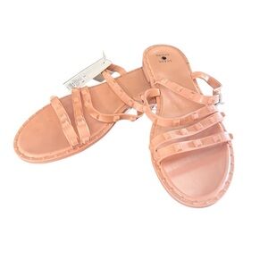 Pink Strappy Sandals with Studs